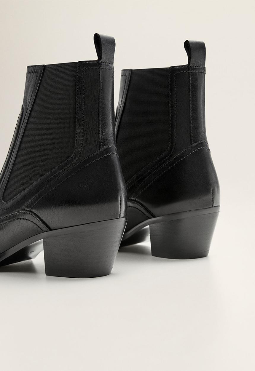 MANGO - Bufalo leather ankle boot - black