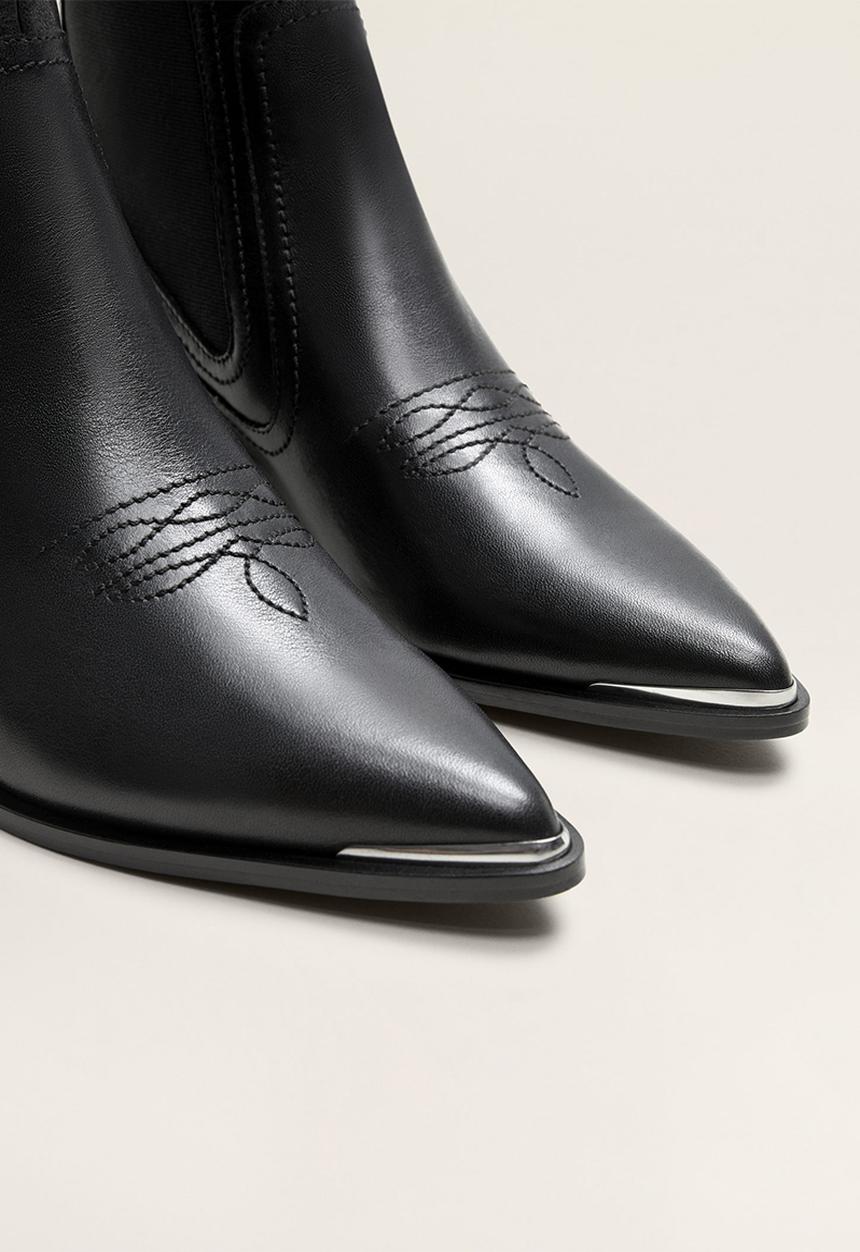 MANGO - Bufalo leather ankle boot - black