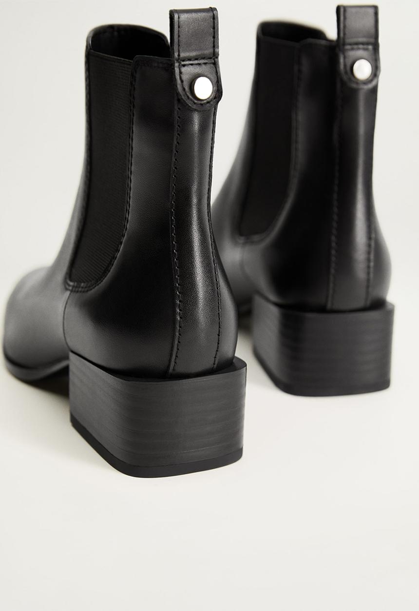 MANGO - Mess leather chelsea boot - black