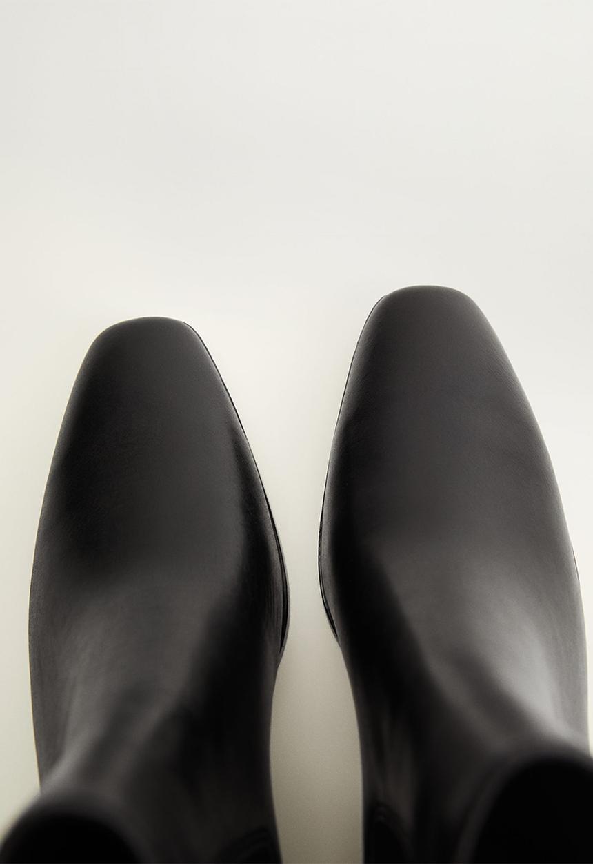 MANGO - Mess leather chelsea boot - black