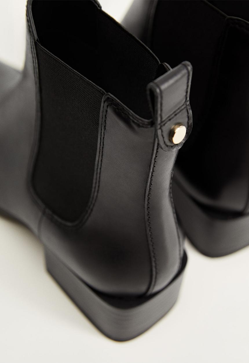 MANGO - Mess leather chelsea boot - black