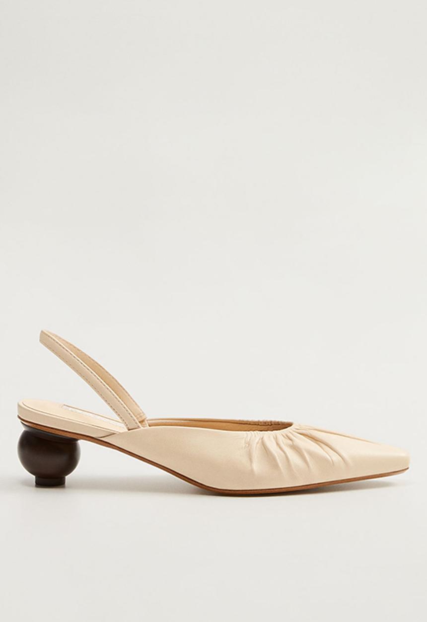MANGO - Renee leather heel - light beige