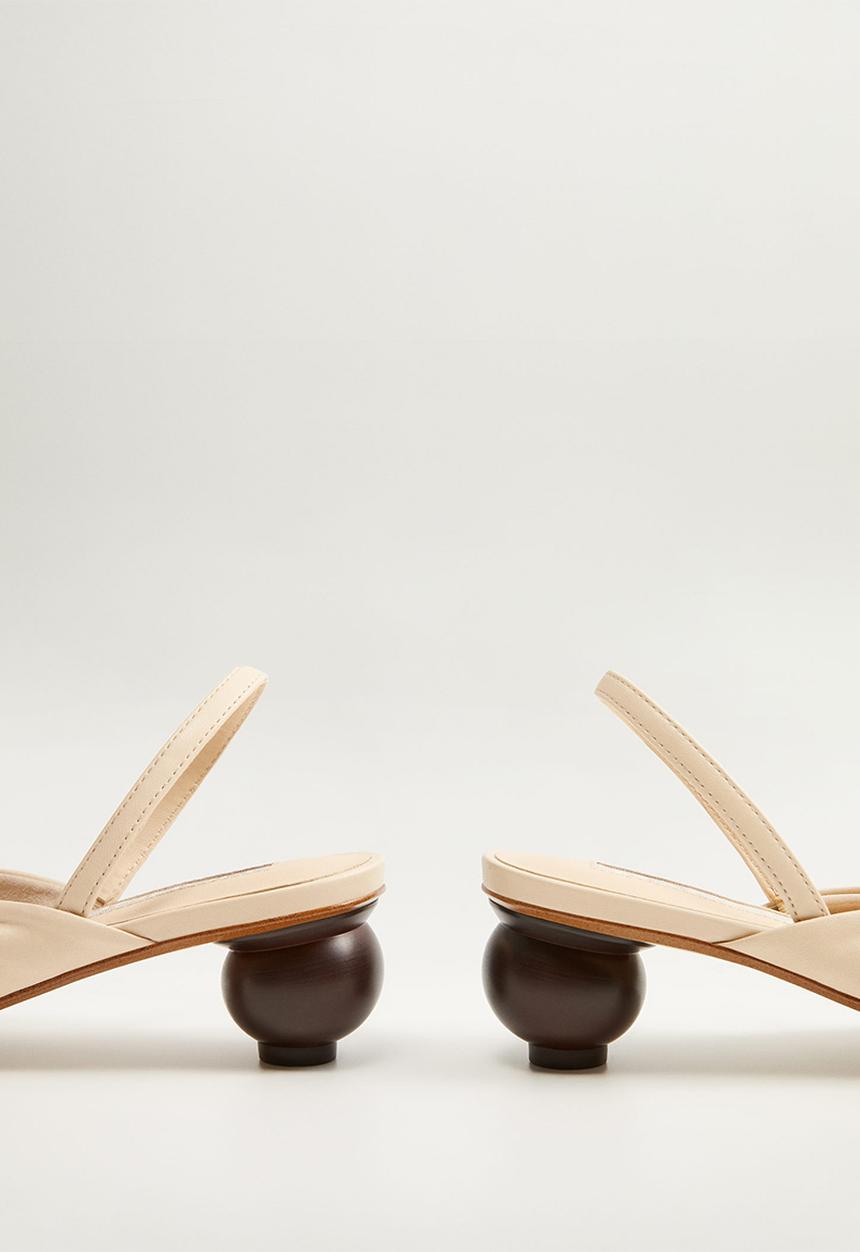 MANGO - Renee leather heel - light beige