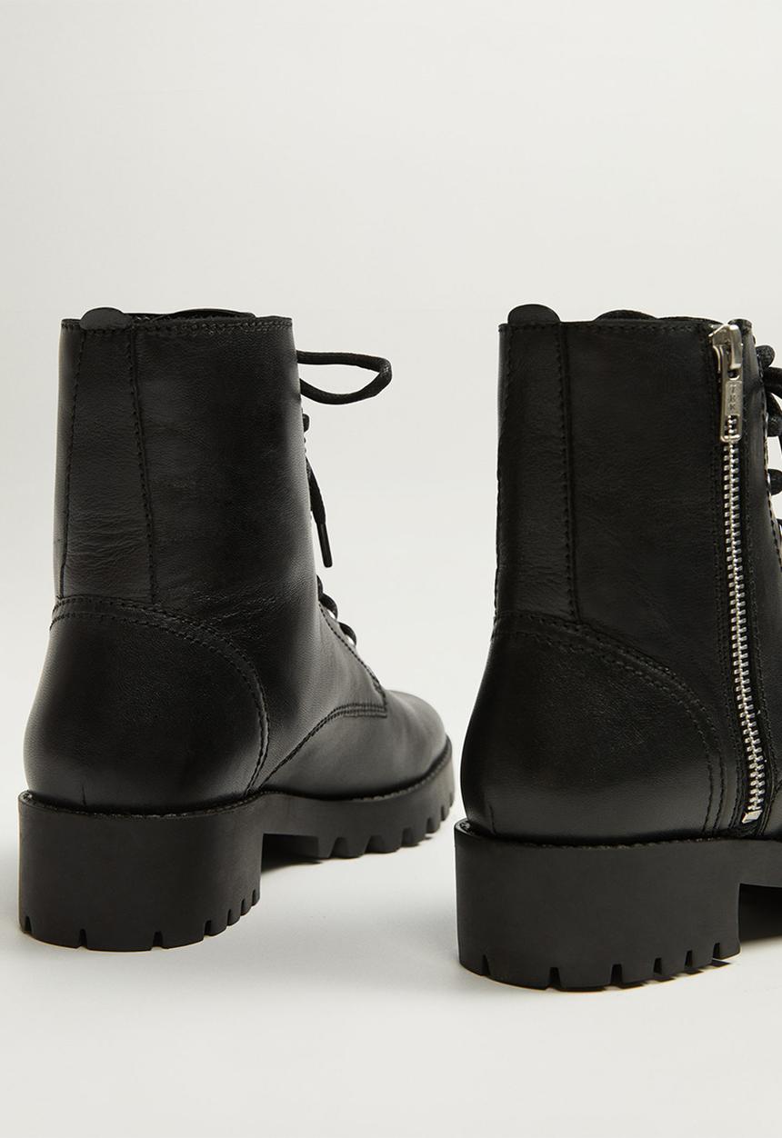 MANGO - Mili leather biker boot - black