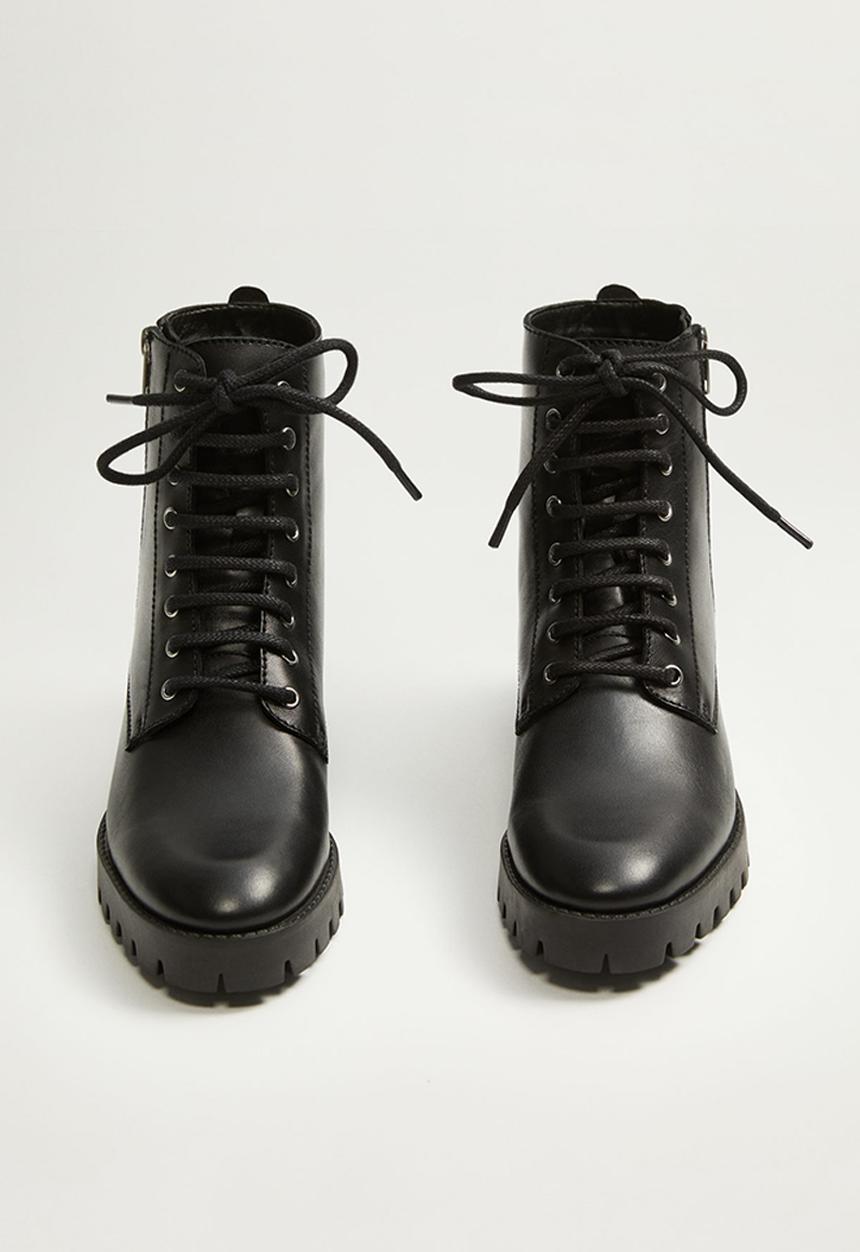 MANGO - Mili leather biker boot - black