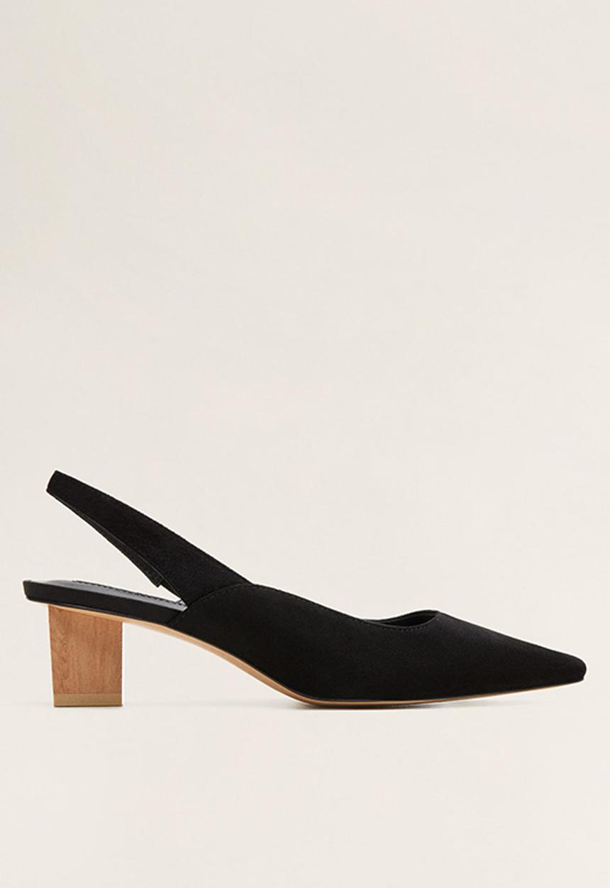 MANGO - Crose suede heel - black