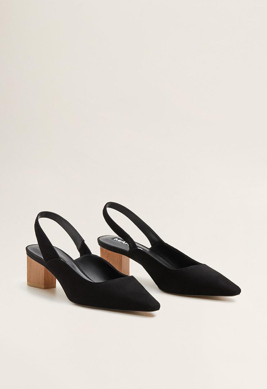 MANGO - Crose suede heel - black