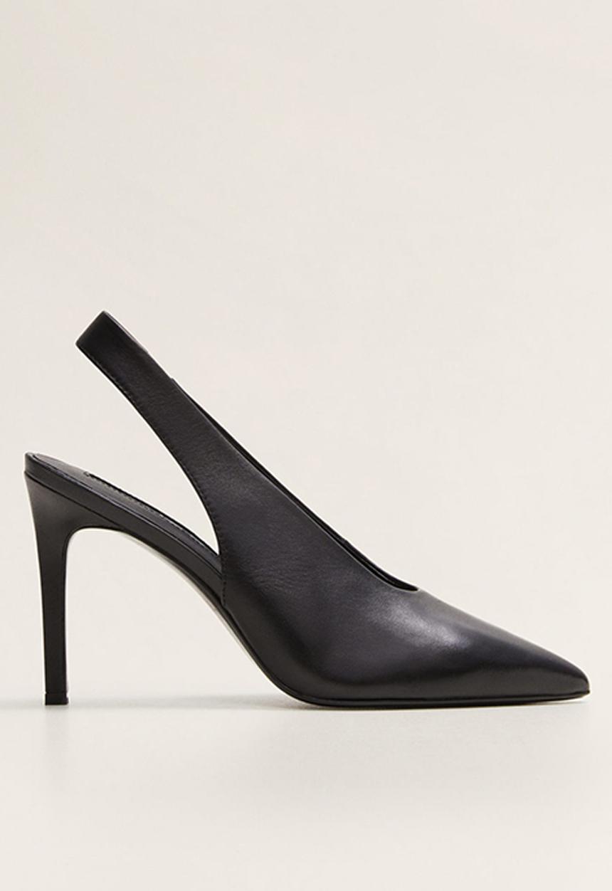 MANGO - Pica leather heel - black