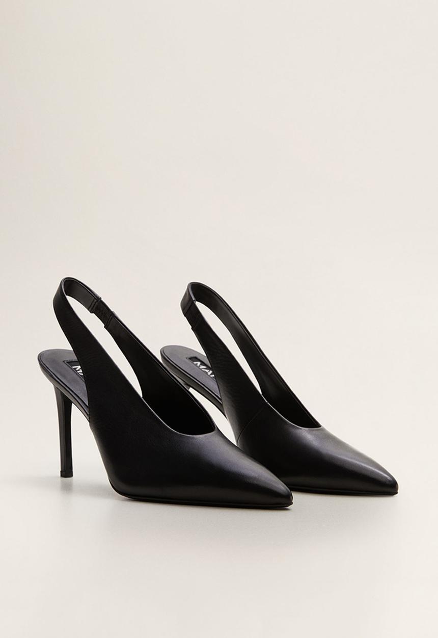 MANGO - Pica leather heel - black