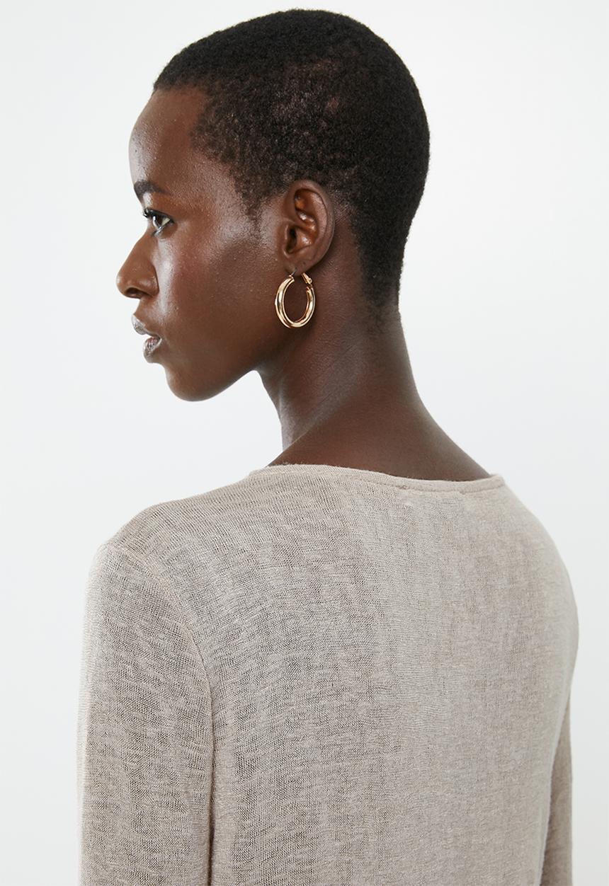 MANGO - Long sleeve lace detail top - pale grey