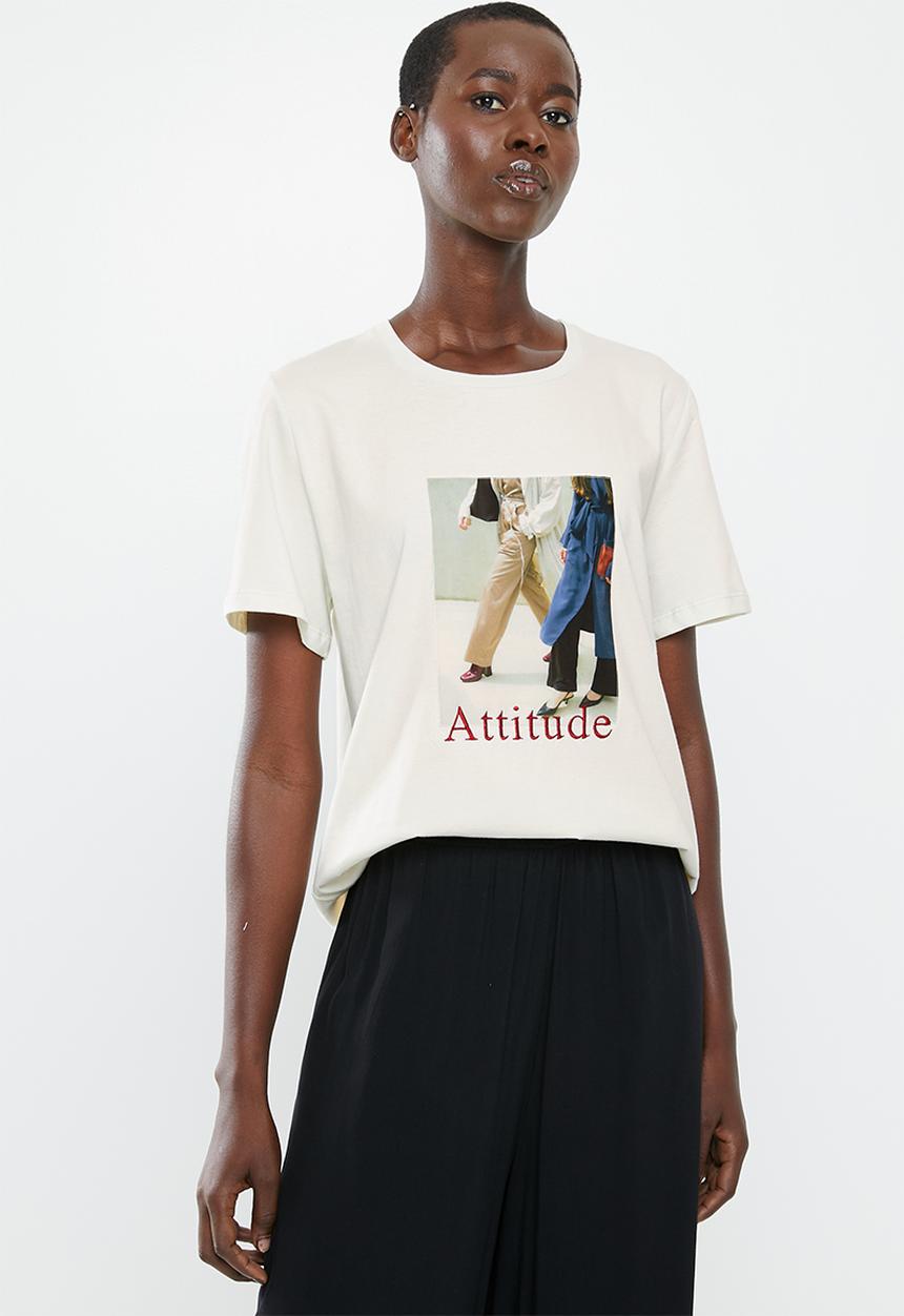MANGO - Round neck tee - pale beige