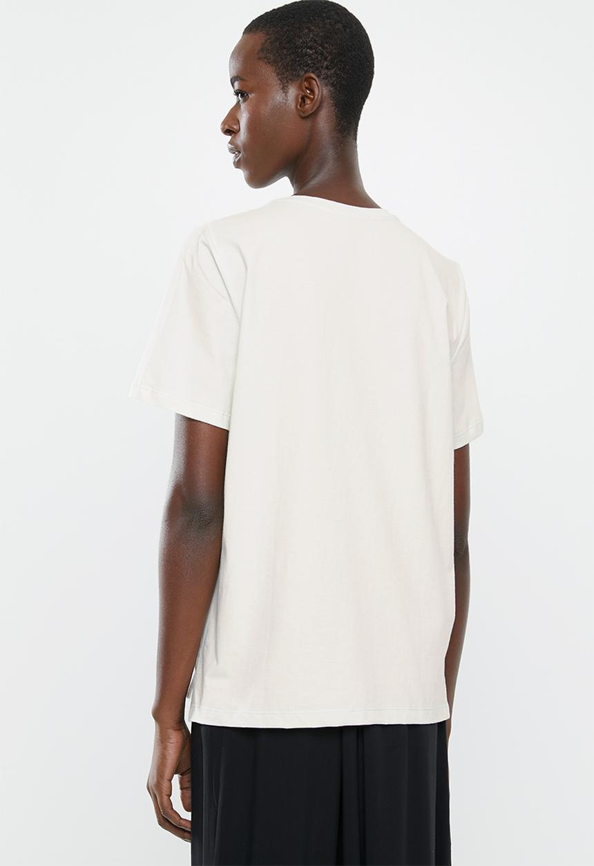 MANGO - Round neck tee - pale beige