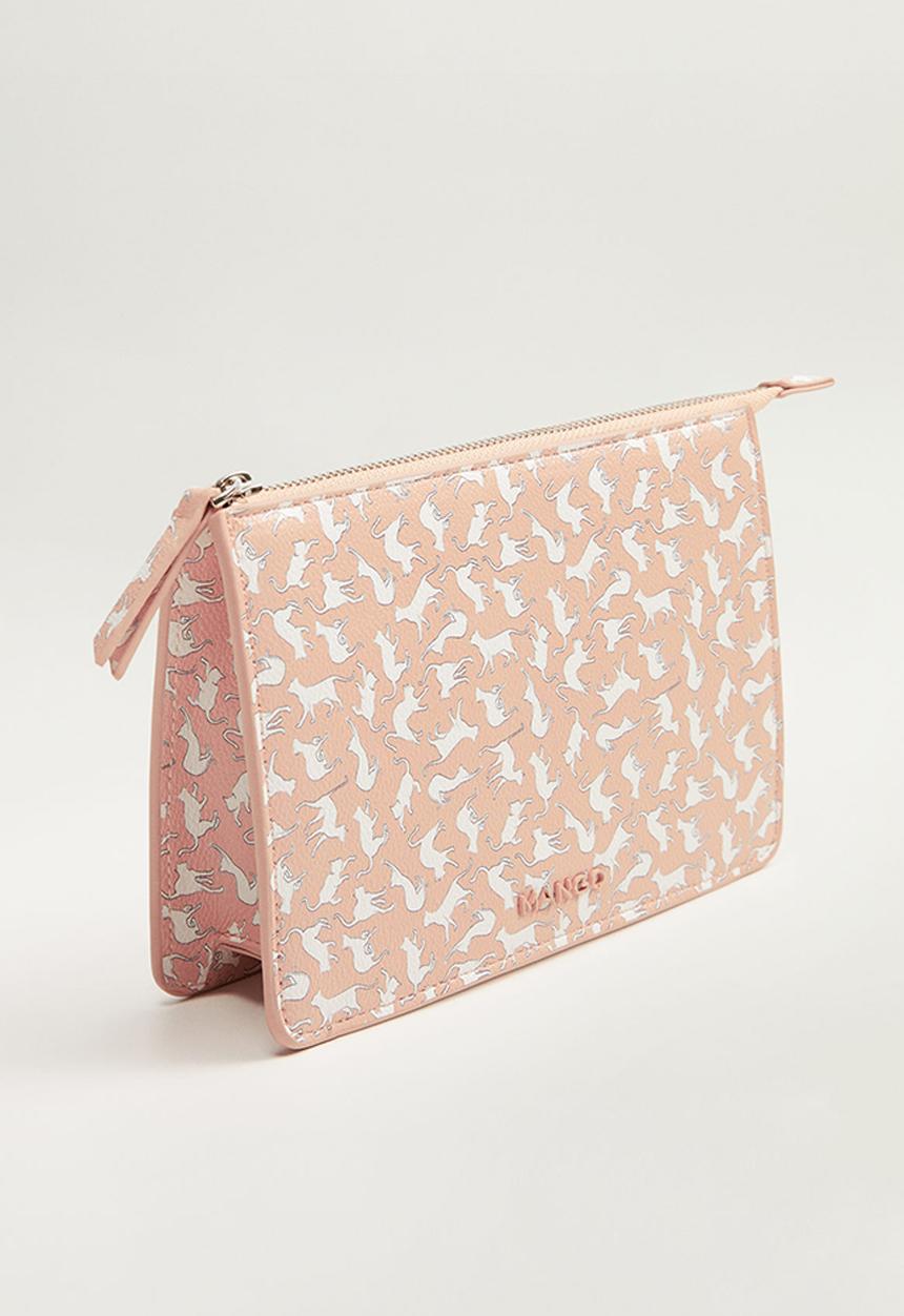 MANGO - Gatos cosmetic bag - pink & white 