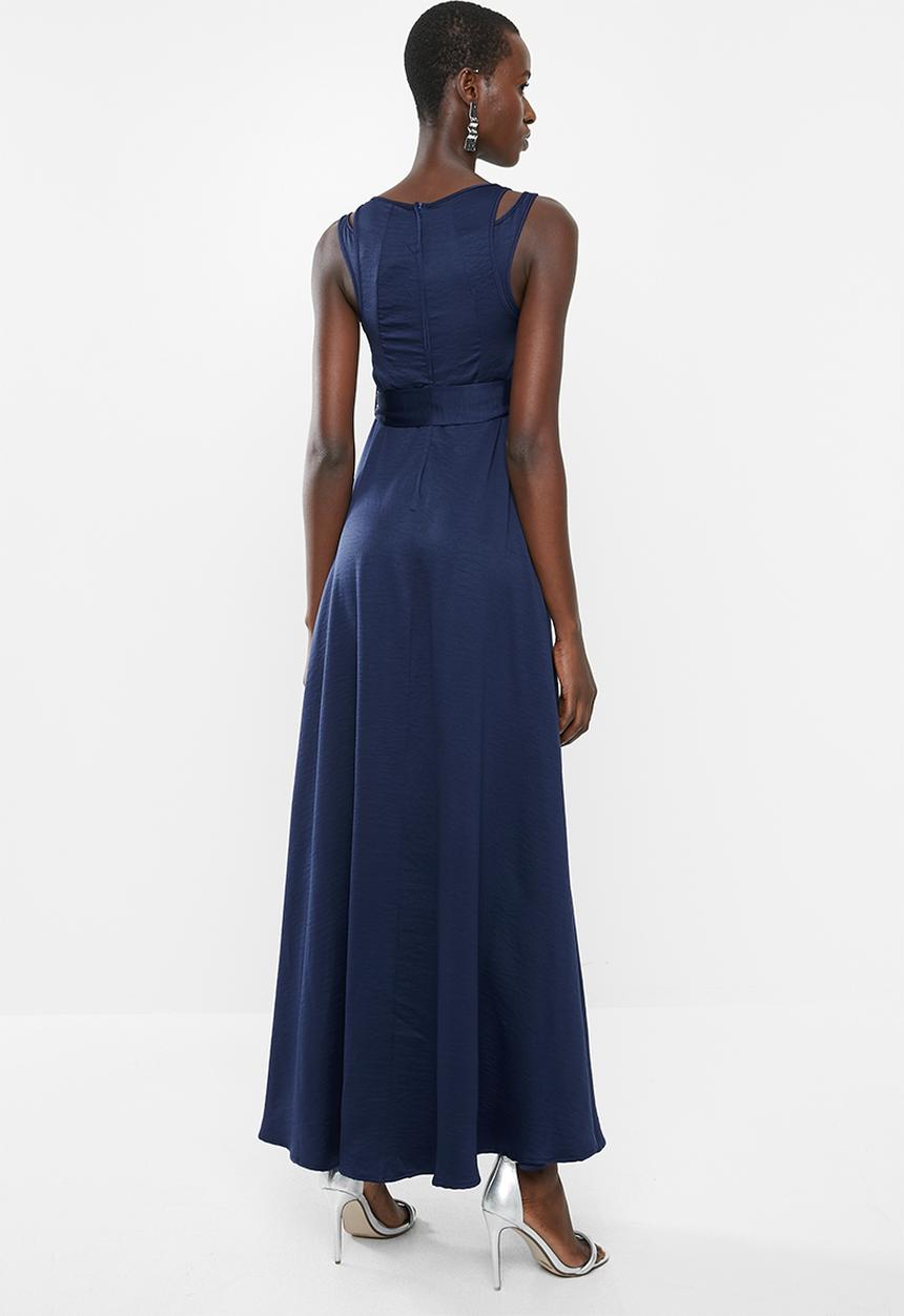 AMANDA LAIRD CHERRY - Double vest belted maxi - blue