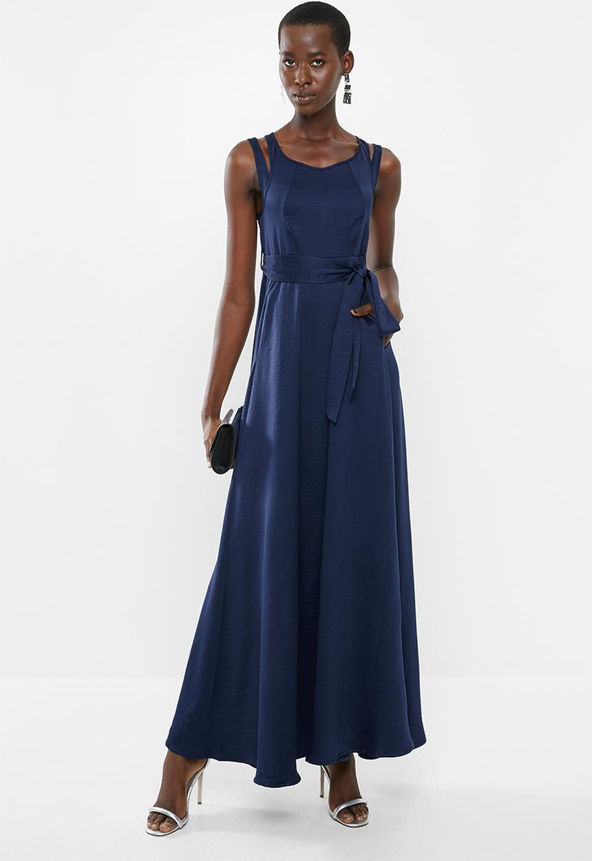 AMANDA LAIRD CHERRY - Double vest belted maxi - blue