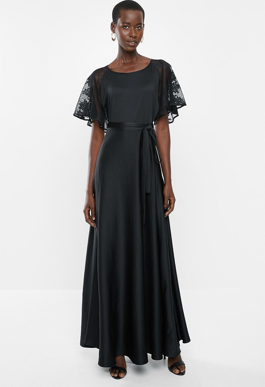 AMANDA LAIRD CHERRY - Overlay dress with flutter sleeves - black
