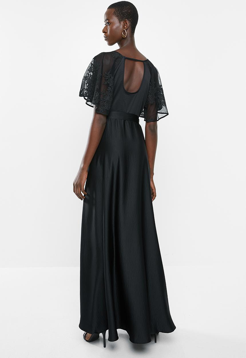 AMANDA LAIRD CHERRY - Overlay dress with flutter sleeves - black