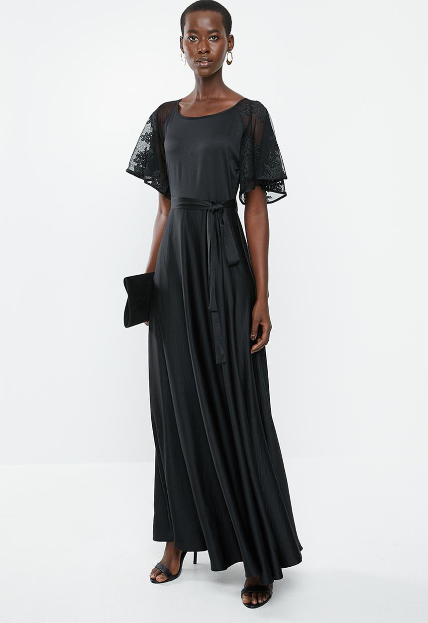 AMANDA LAIRD CHERRY - Overlay dress with flutter sleeves - black