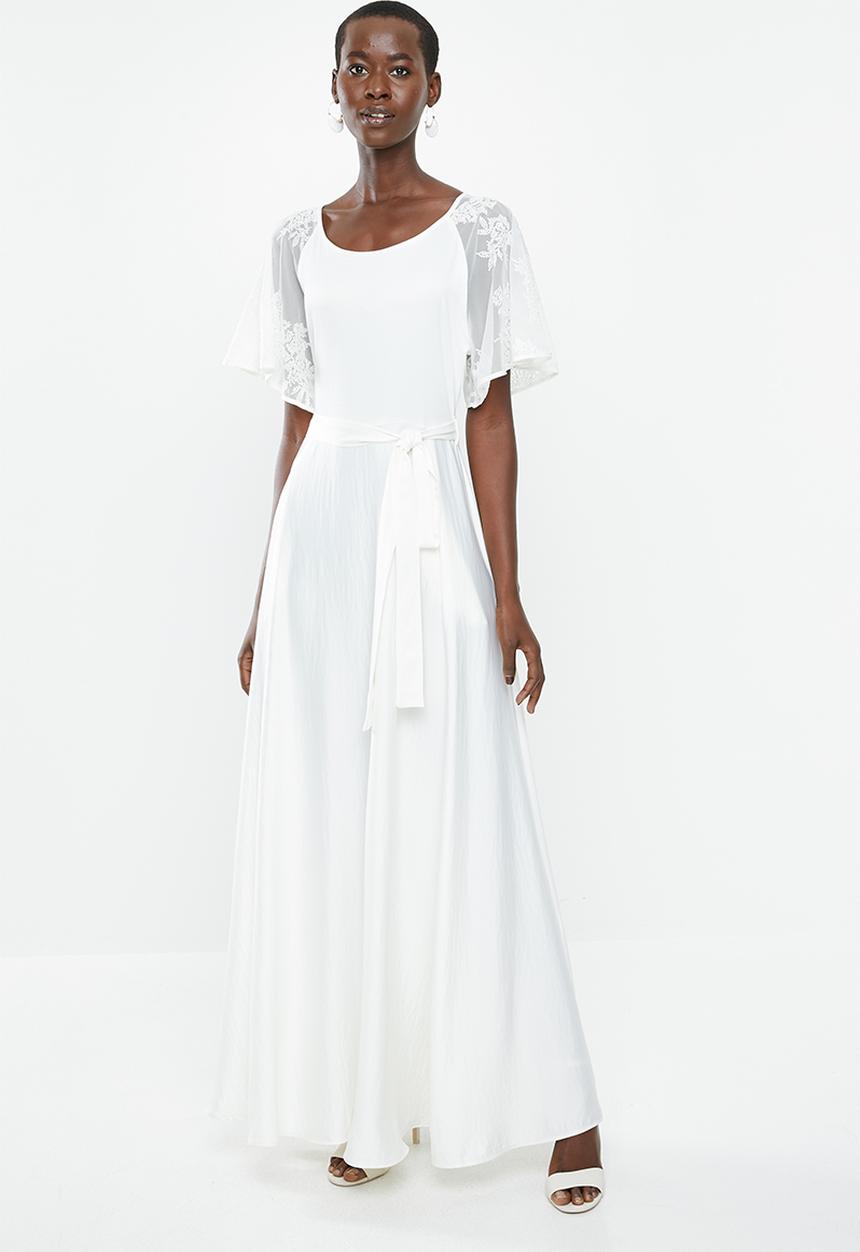 AMANDA LAIRD CHERRY - Overlay dress with flutter sleeves - white