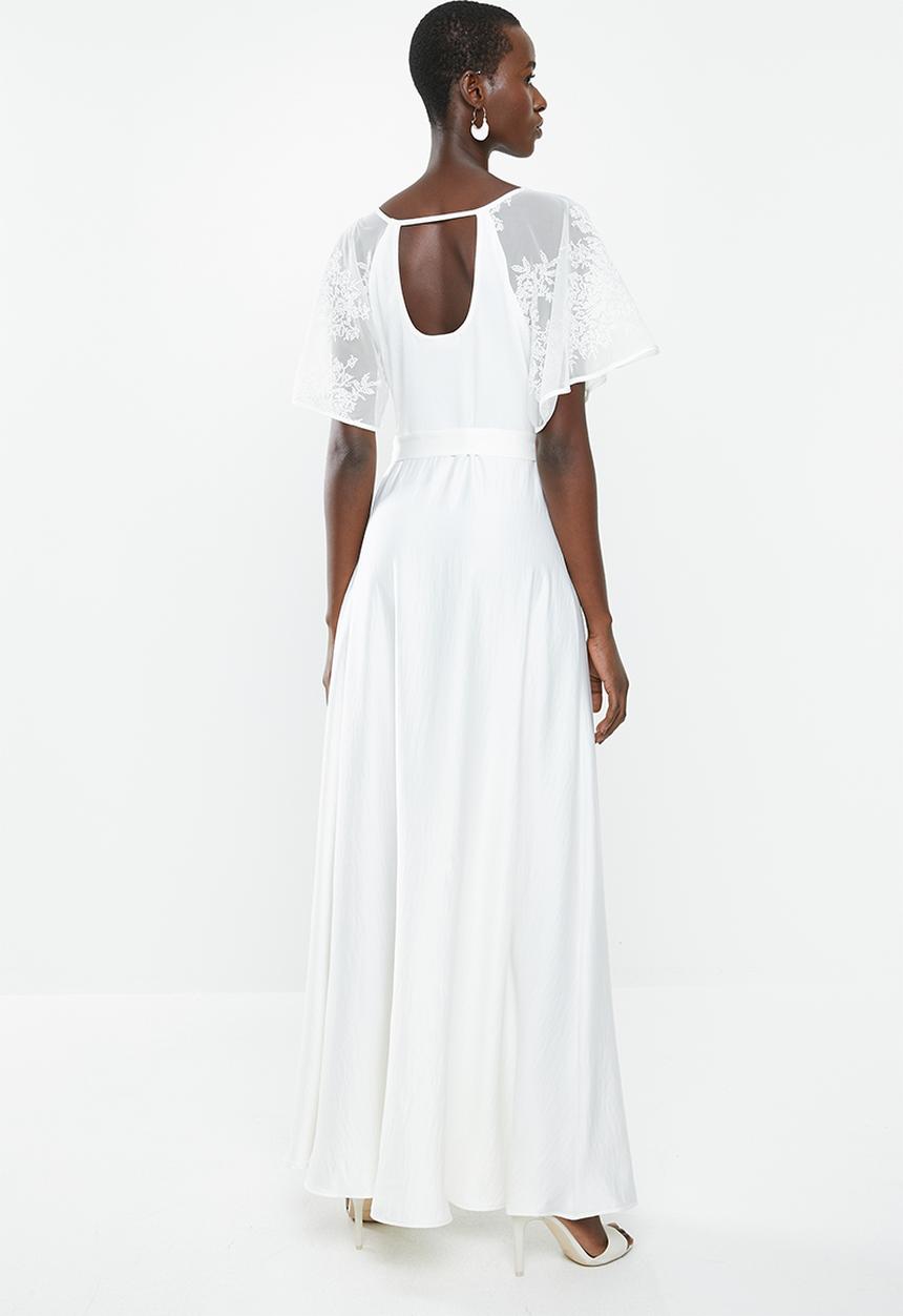 AMANDA LAIRD CHERRY - Overlay dress with flutter sleeves - white