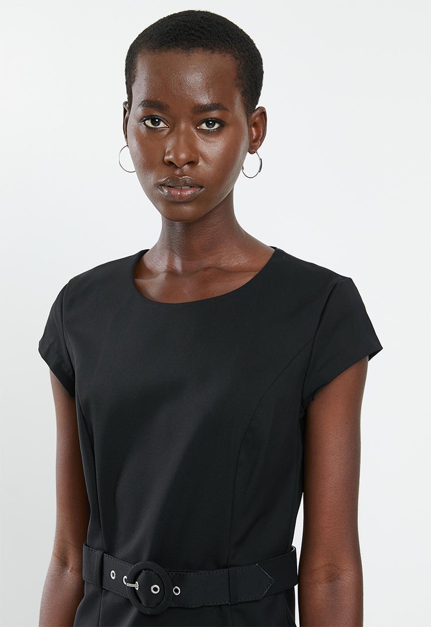 MANGO - Cap sleeve dress - black