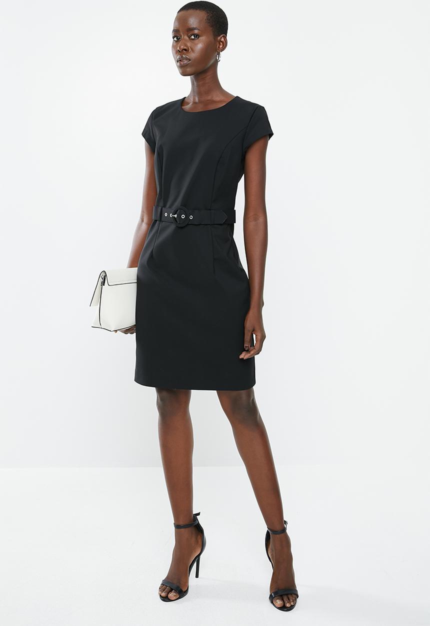 MANGO - Cap sleeve dress - black