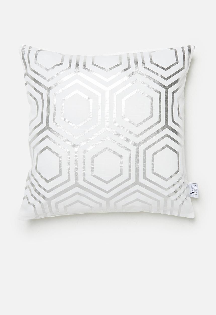Sixth Floor - Honey cushion cover - silver & white 