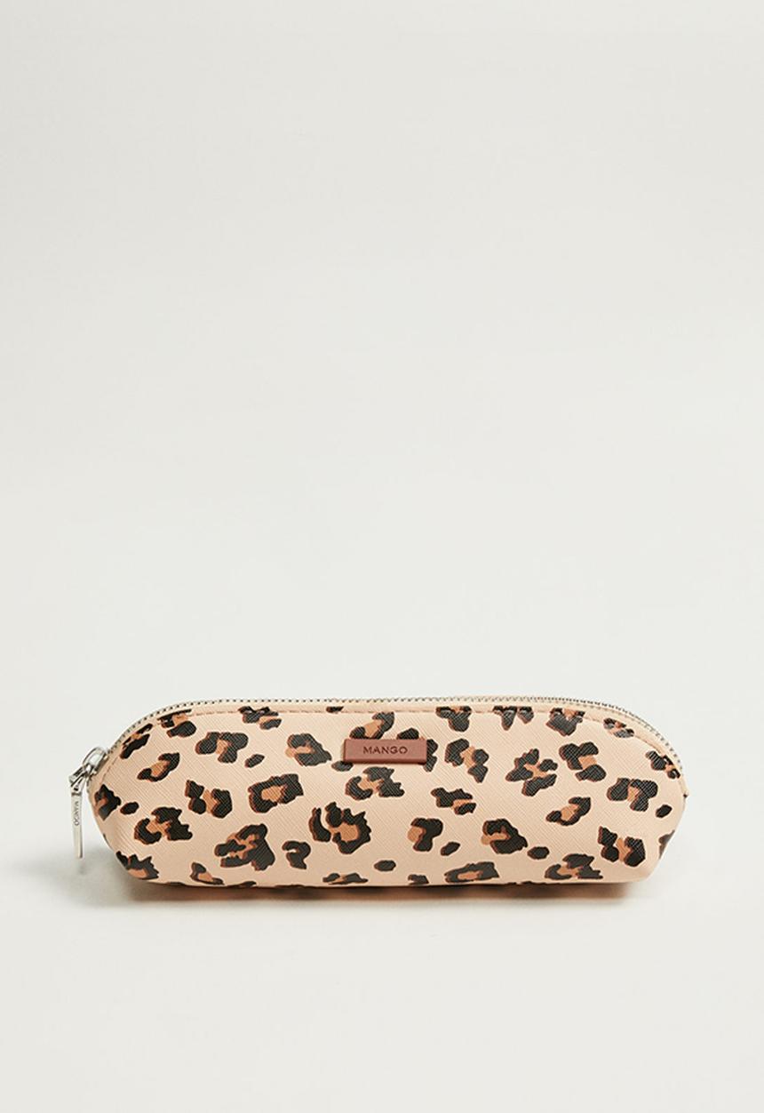 MANGO - Leopard cosmetic bag - light beige