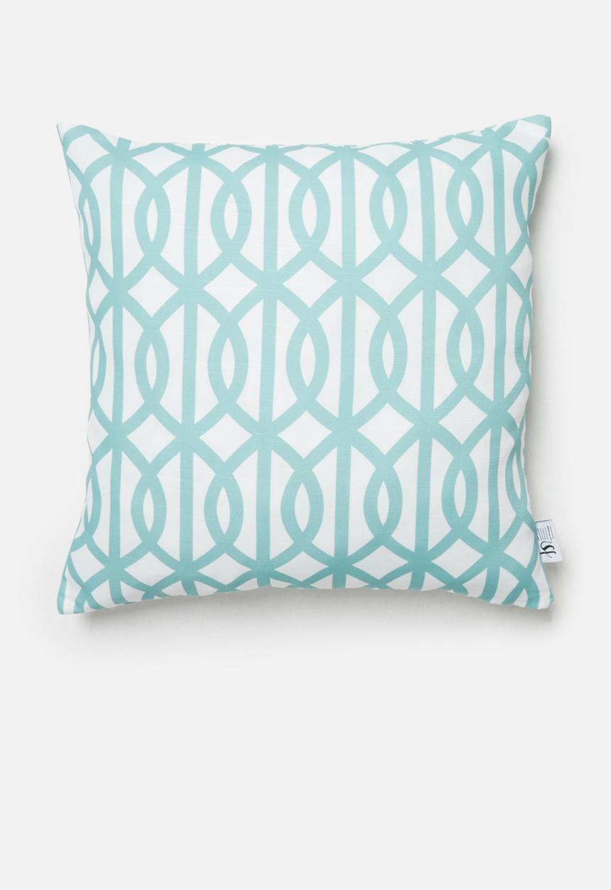 Sixth Floor - Trellis cushion cover - duck egg & white 
