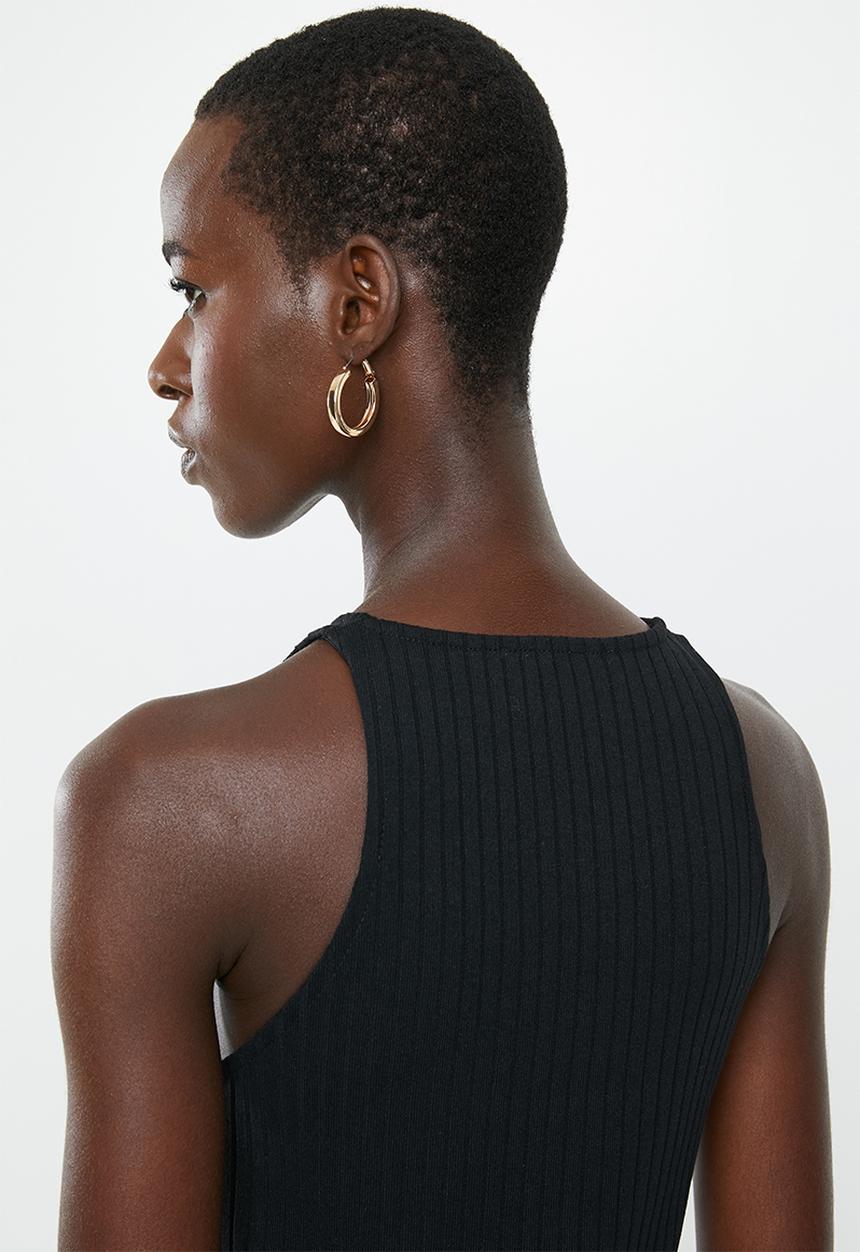 MANGO - Tailored ribbed dress - black