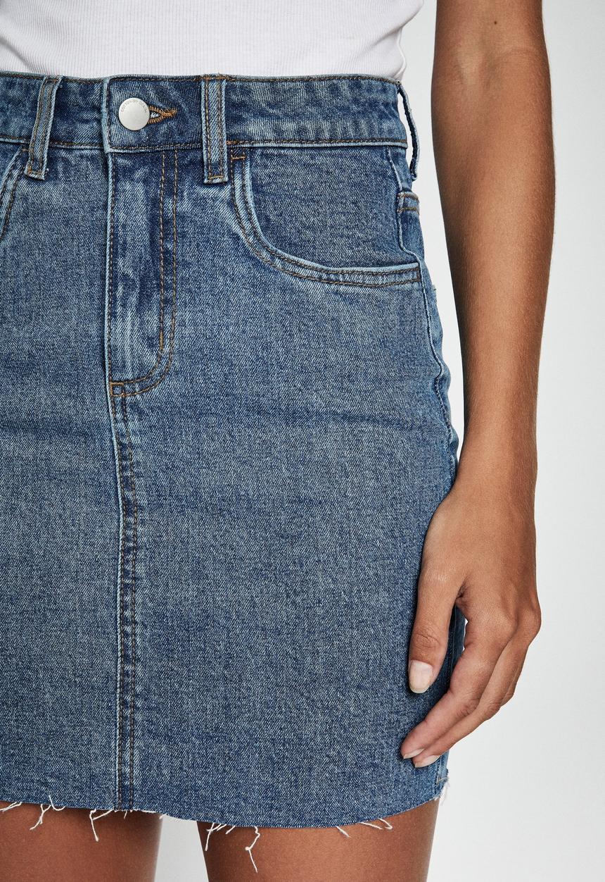 Cotton On - Classic stretch denim mini skirt - berkely blue