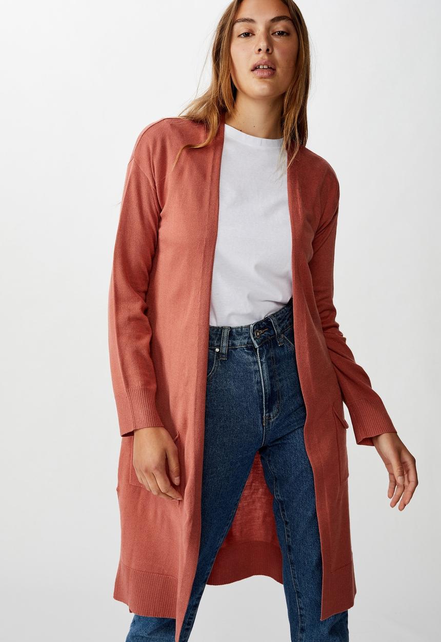 Cotton On - Francie lightweight longline cardi - canyon rose