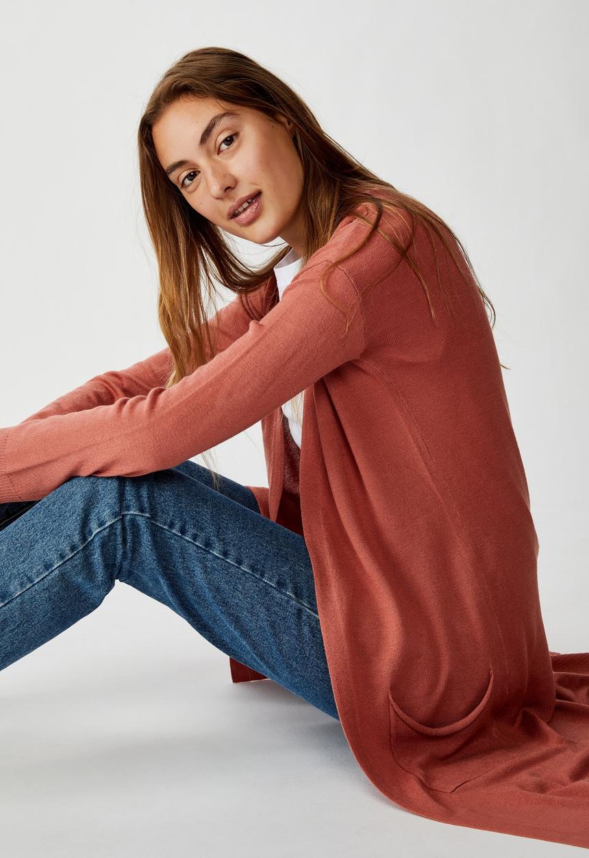 Cotton On - Francie lightweight longline cardi - canyon rose