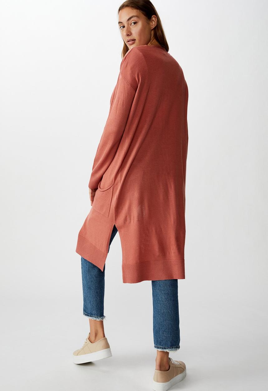 Cotton On - Francie lightweight longline cardi - canyon rose