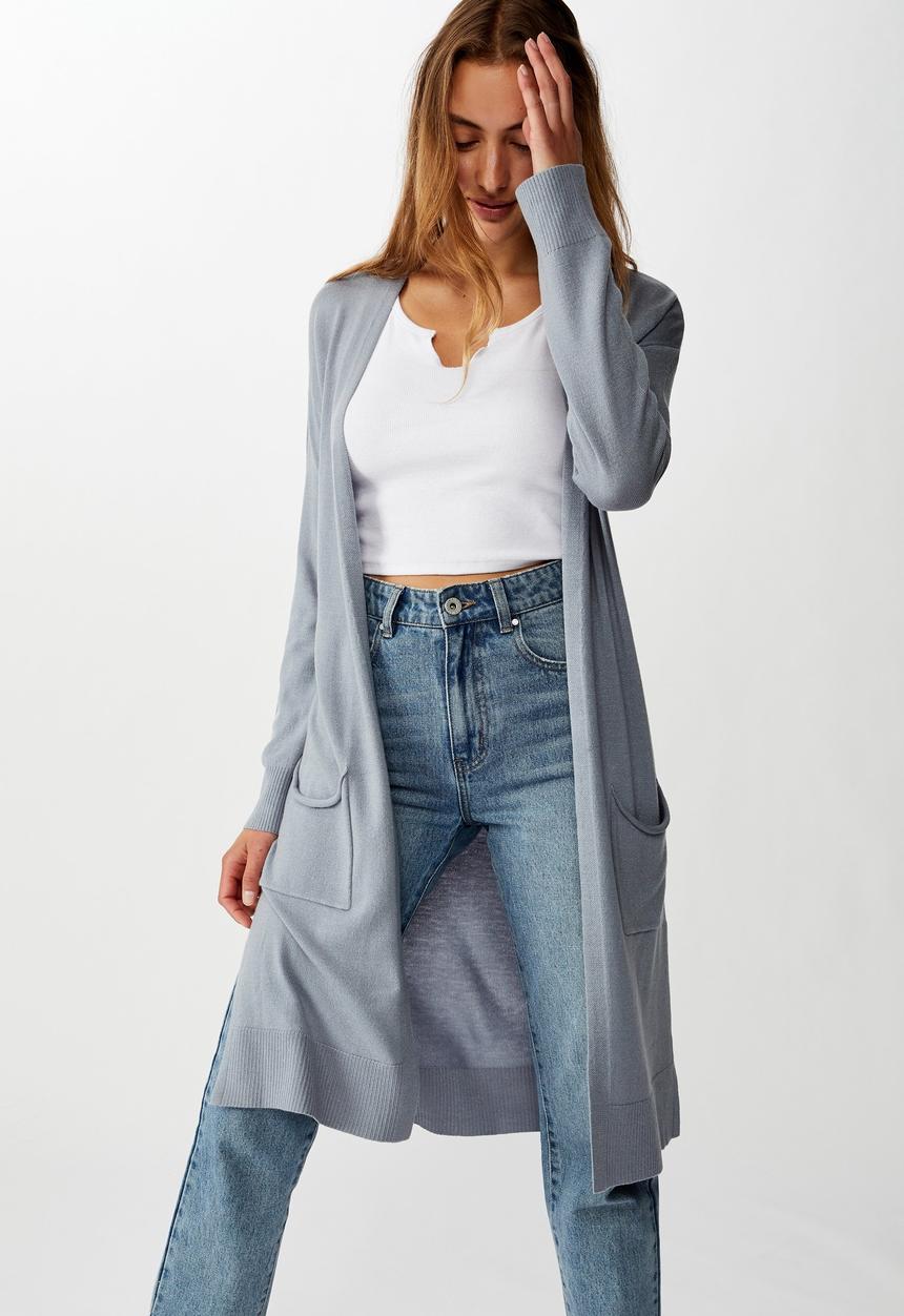Cotton On - Francie lightweight longline cardi - tradewinds