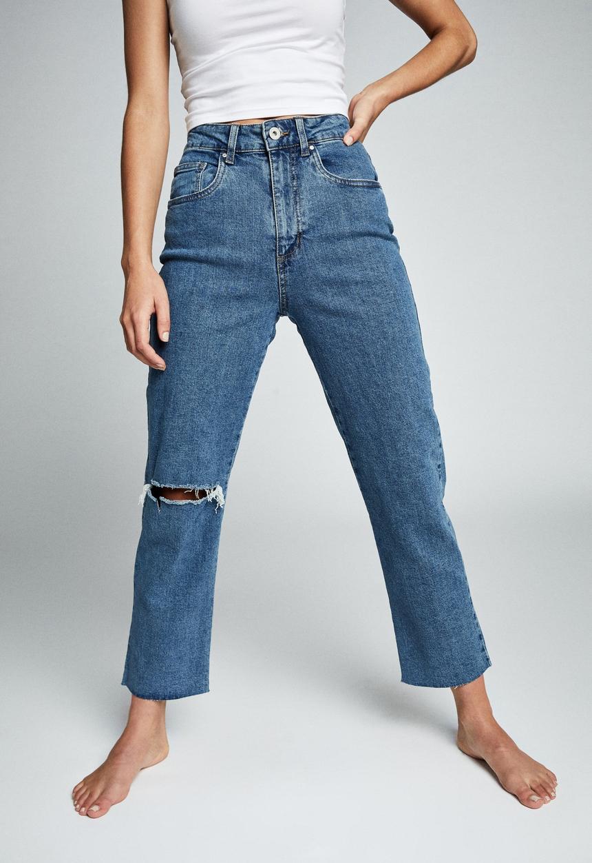 Cotton On - Straight stretch jean - berkely blue rips