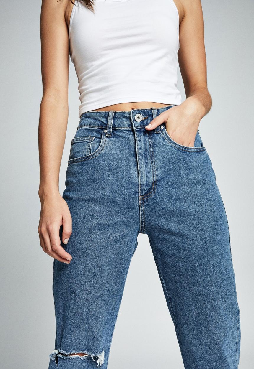 Cotton On - Straight stretch jean - berkely blue rips