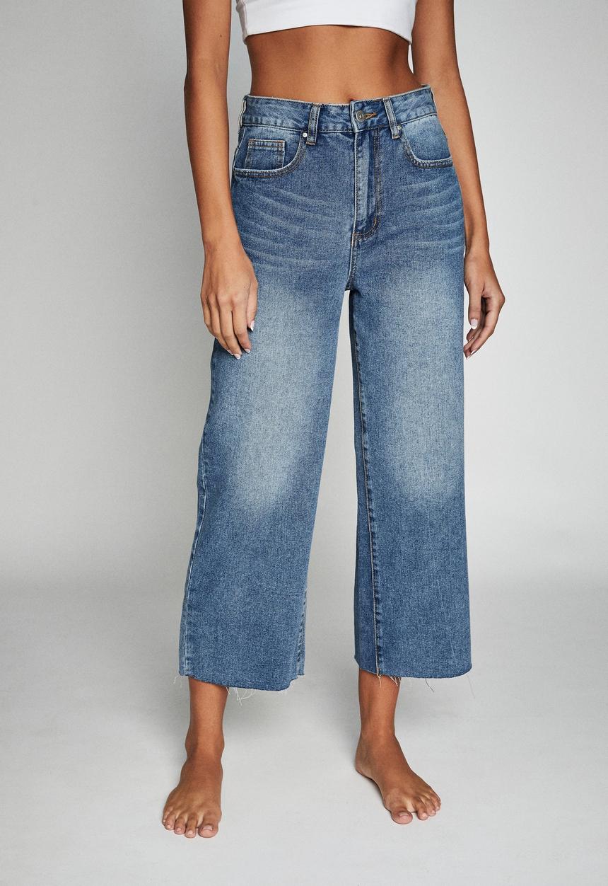 Cotton On - Wide leg cropped jean - blue