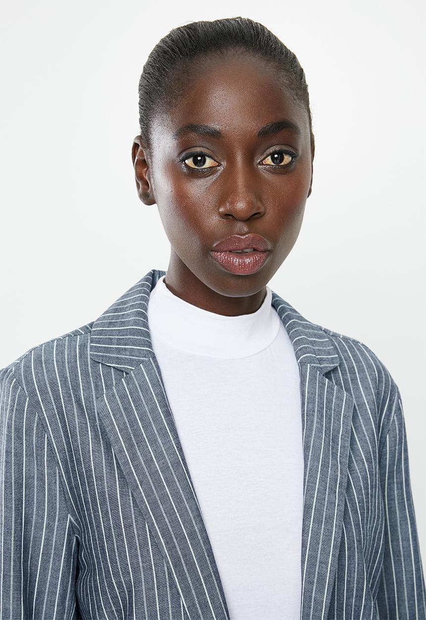 Jacqueline de Yong - Leila worker blazer denim - blue & white