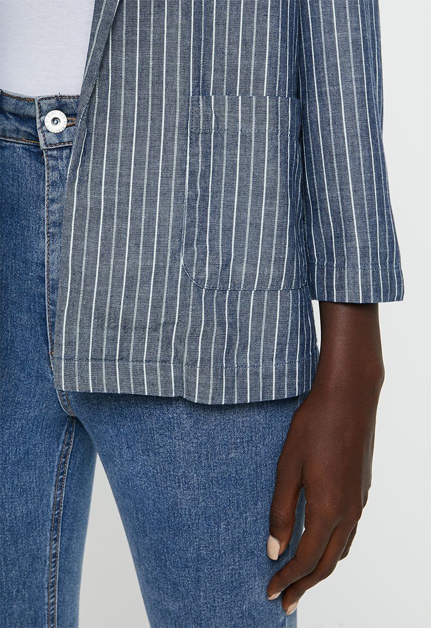 Jacqueline de Yong - Leila worker blazer denim - blue & white