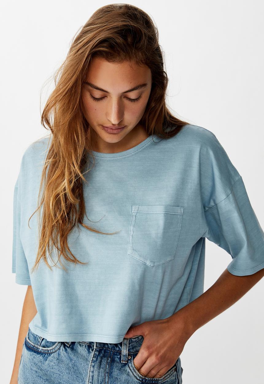 Cotton On - The one slouch pocket tee - washed dusty blue