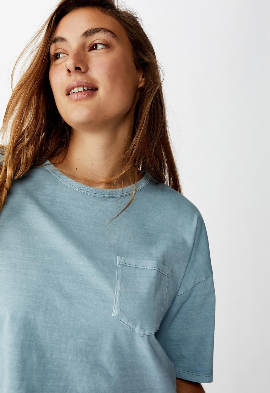 Cotton On - The one slouch pocket tee - washed dusty blue