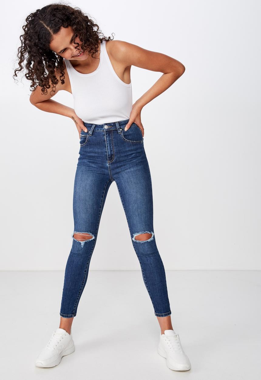 Cotton On - High rise cropped skinny jean - berkley blue 