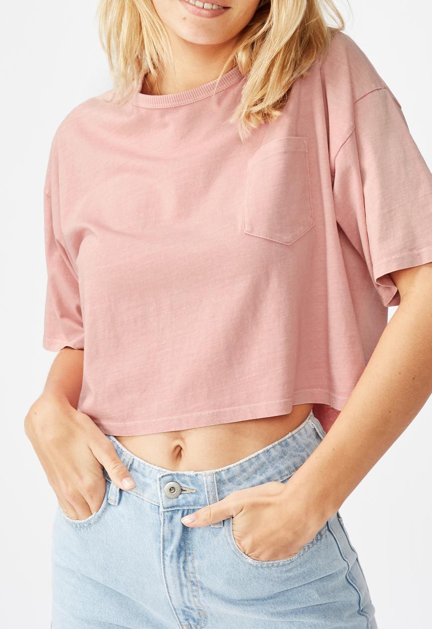 Cotton On - The one slouch pocket tee - washed rose musk
