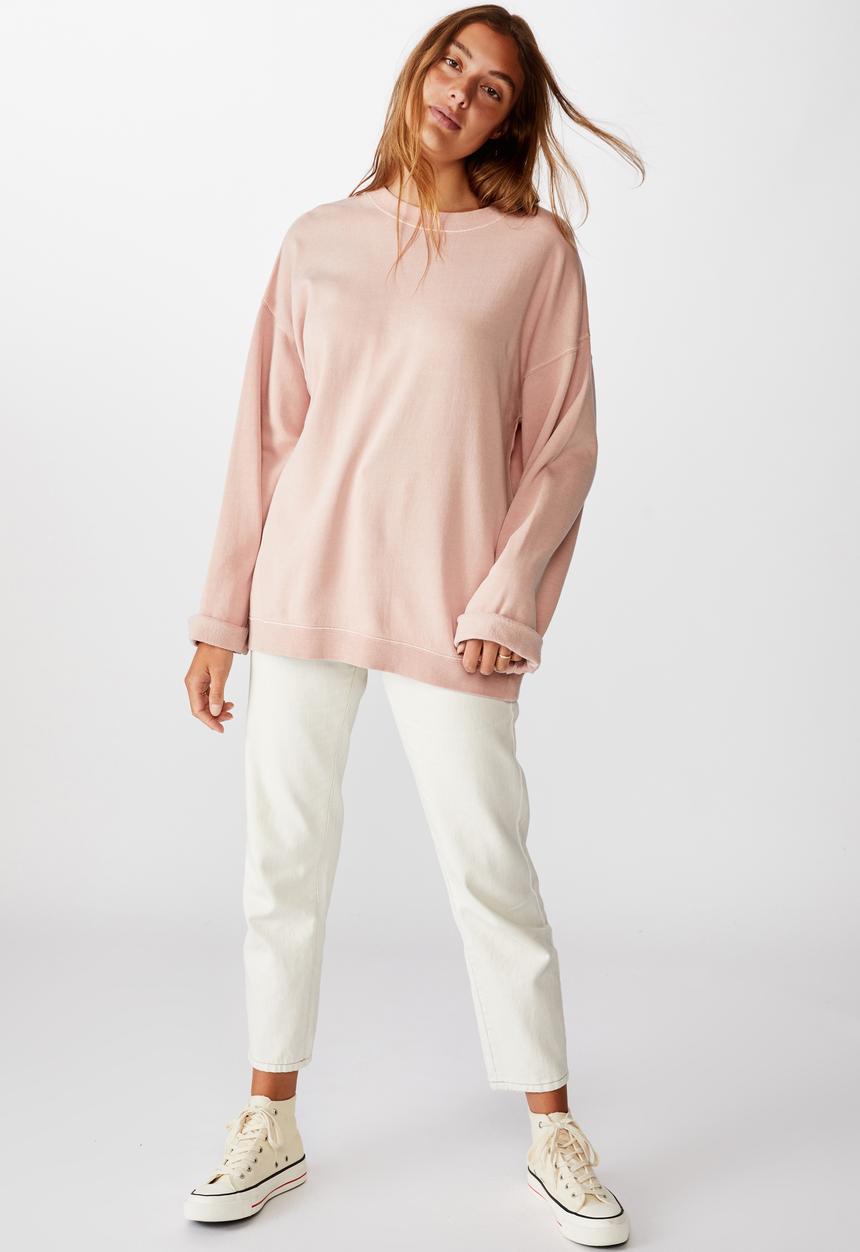 Cotton On - Lola long sleeve tunic crew - misty rose