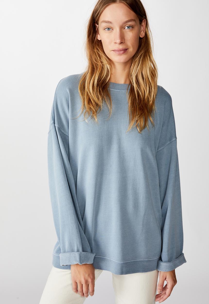 Cotton On - Lola long sleeve tunic crew - faded denim