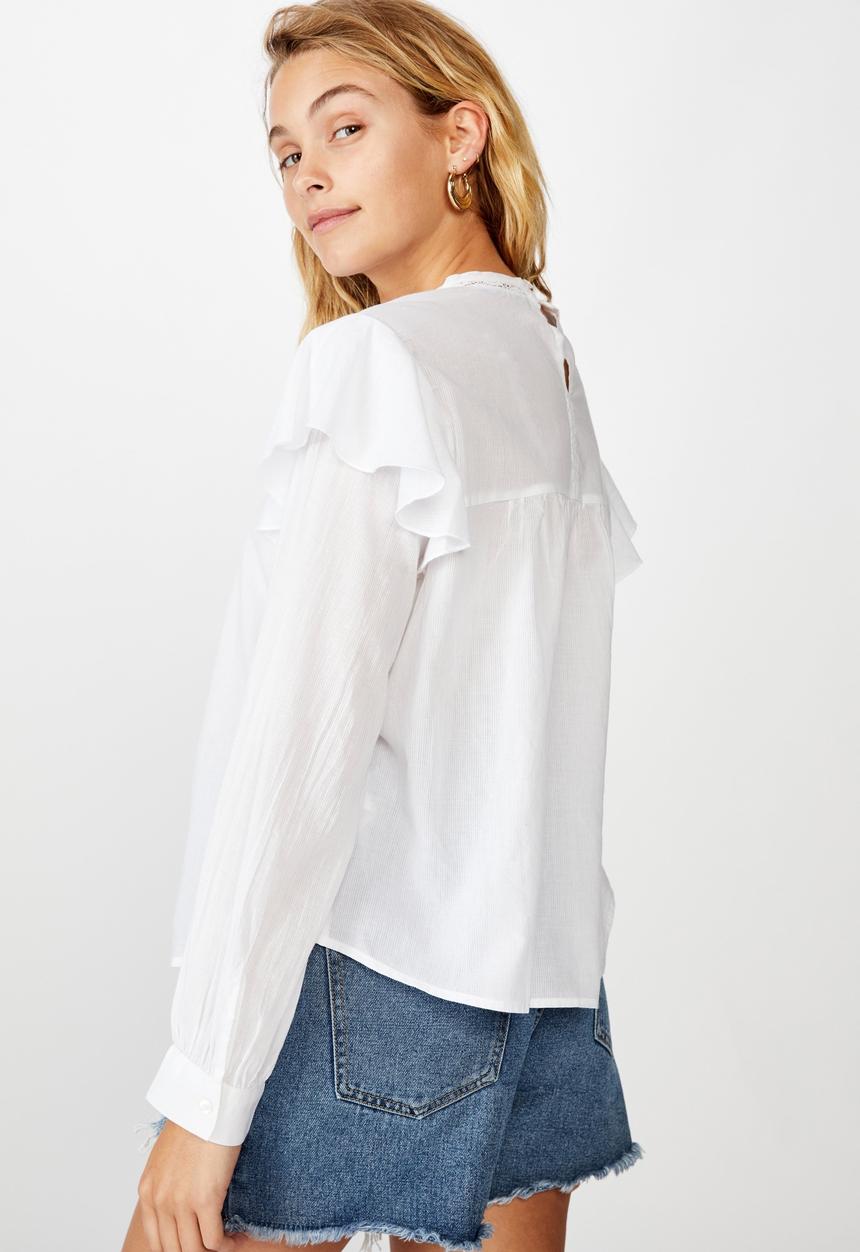 Cotton On - Lace smock blouse - white