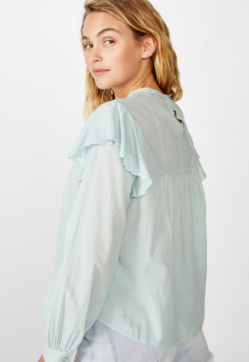 Cotton On - Lace smock blouse - cloud blue