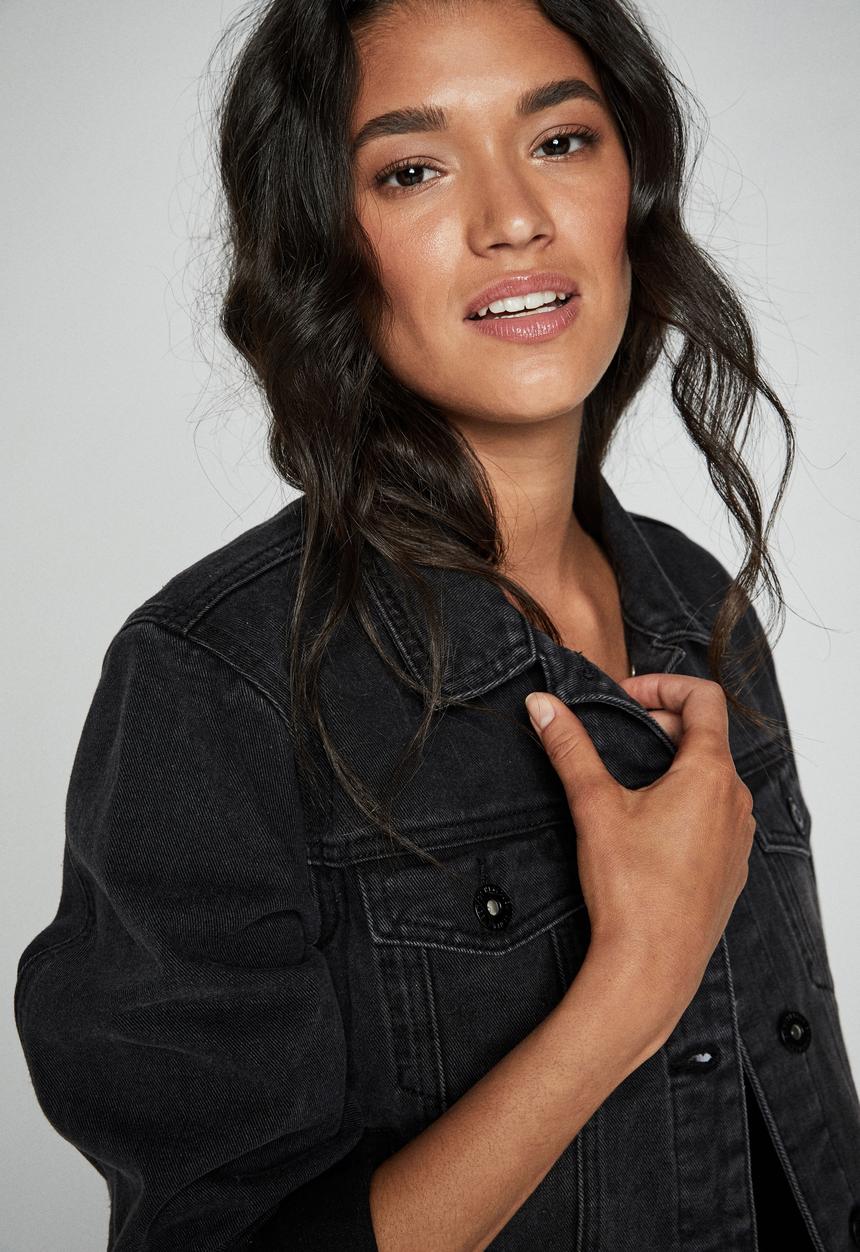 Cotton On - Girlfriend denim jacket - black