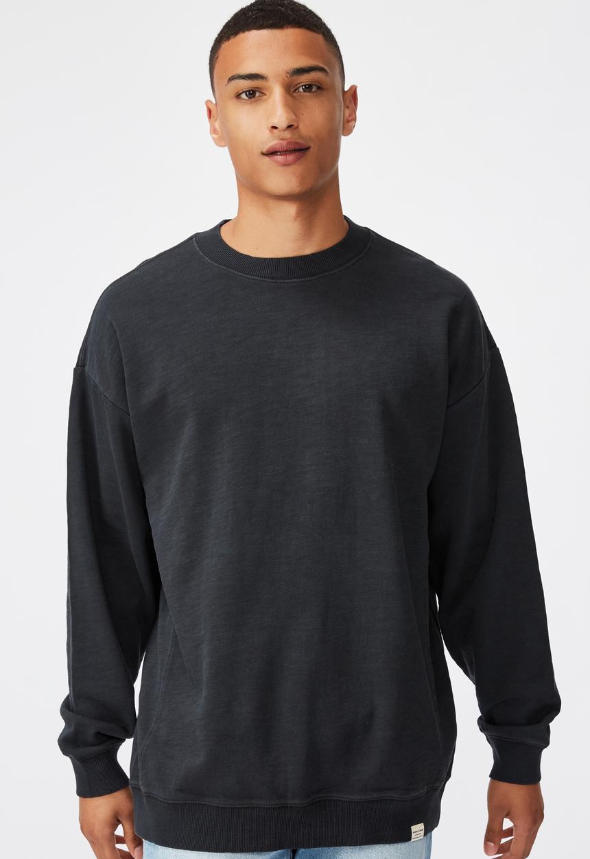 Cotton On - Pigment dyed oversized crew - charcoal 